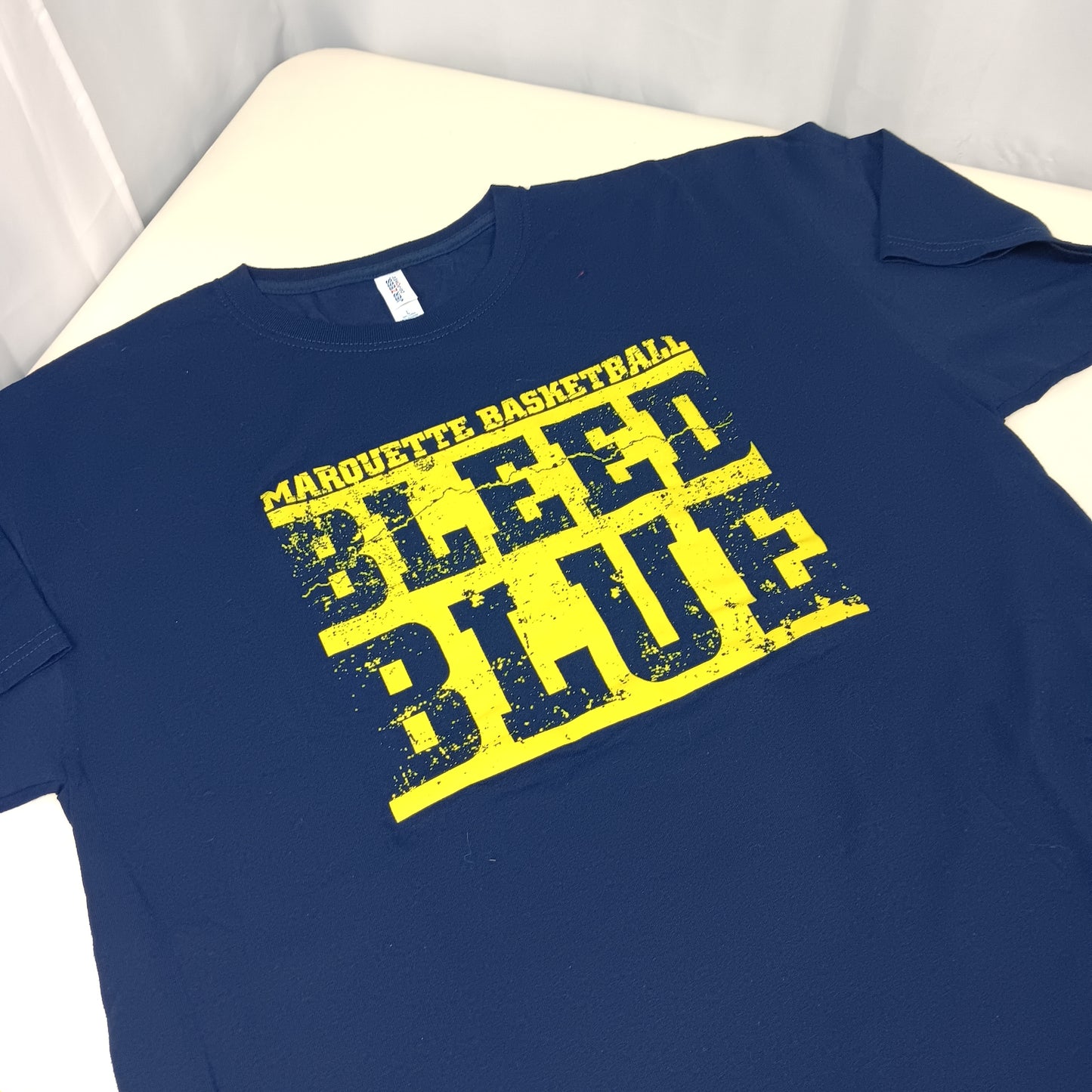 Marquette University Basketball "Bleed Blue" Fan Shirt - Large - JerZees