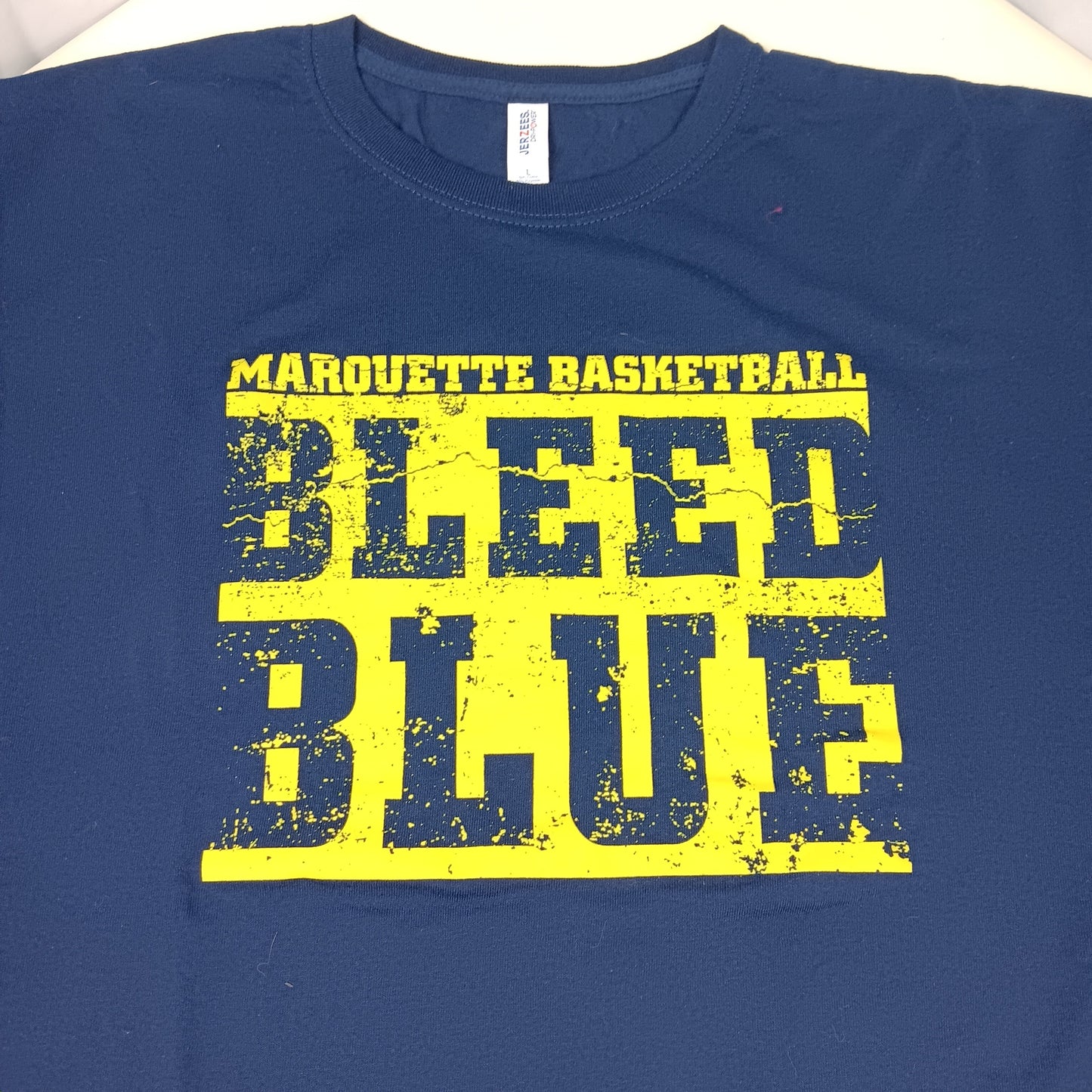 Marquette University Basketball "Bleed Blue" Fan Shirt - Large - JerZees