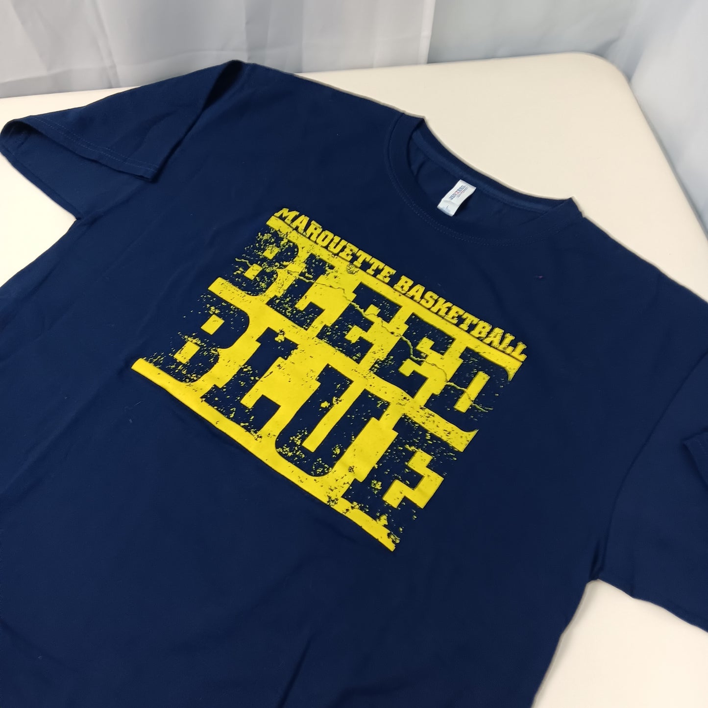 Marquette University Basketball "Bleed Blue" Fan Shirt - Large - JerZees