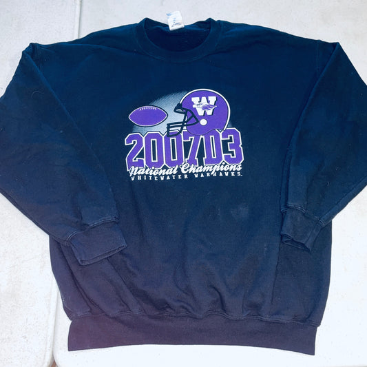 UW Whitewater Warhawks Football Crewneck - X Large - Gildan