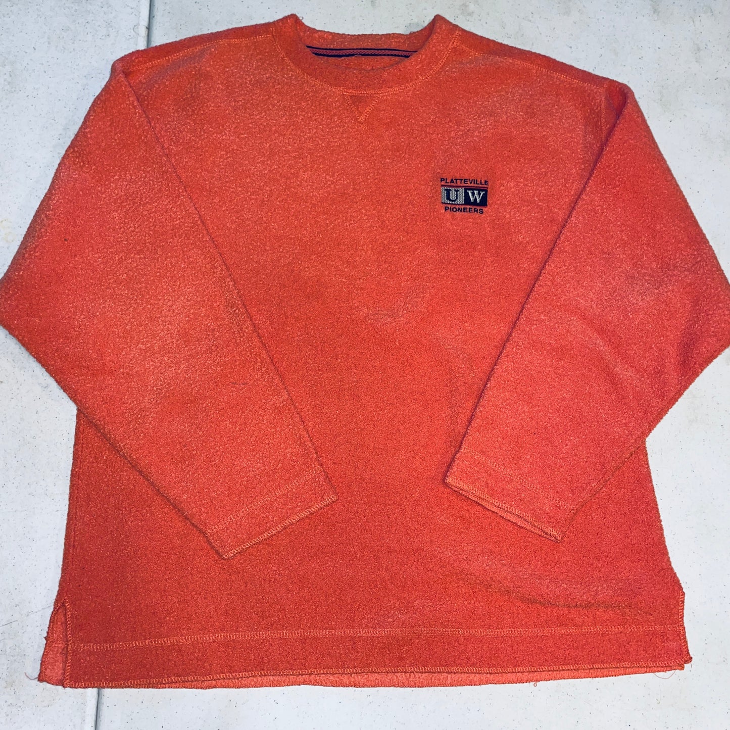 UW Platteville Pioneers Vintage Orange Crewneck - Large - Embroidered