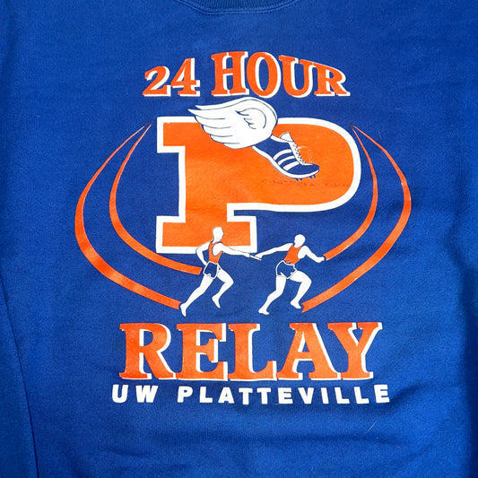 UW Platteville Pioneeers Vintage Crewneck - X Large - 24 Hour Relay for Life - JerZees