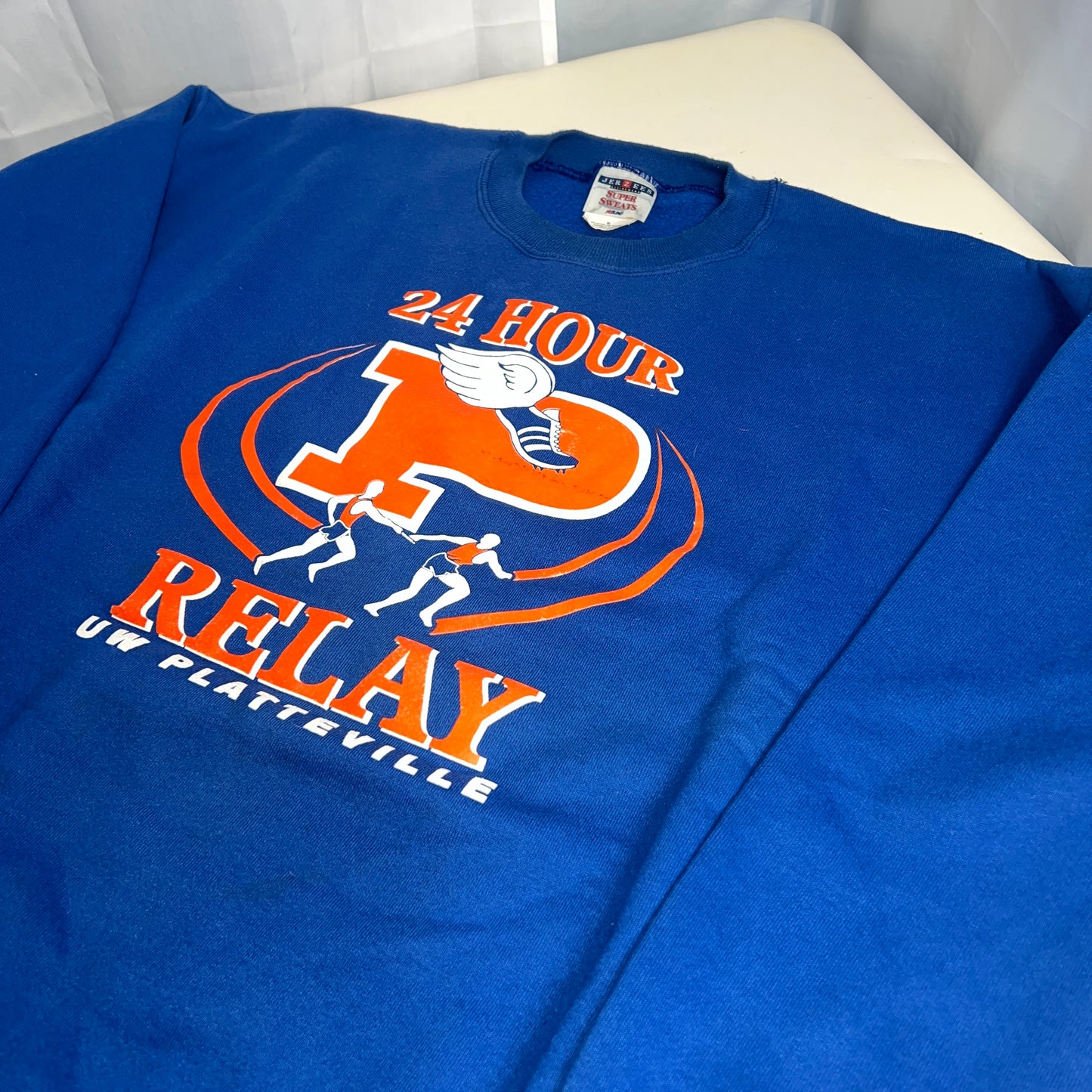 UW Platteville Pioneeers Vintage Crewneck - X Large - 24 Hour Relay for Life - JerZees