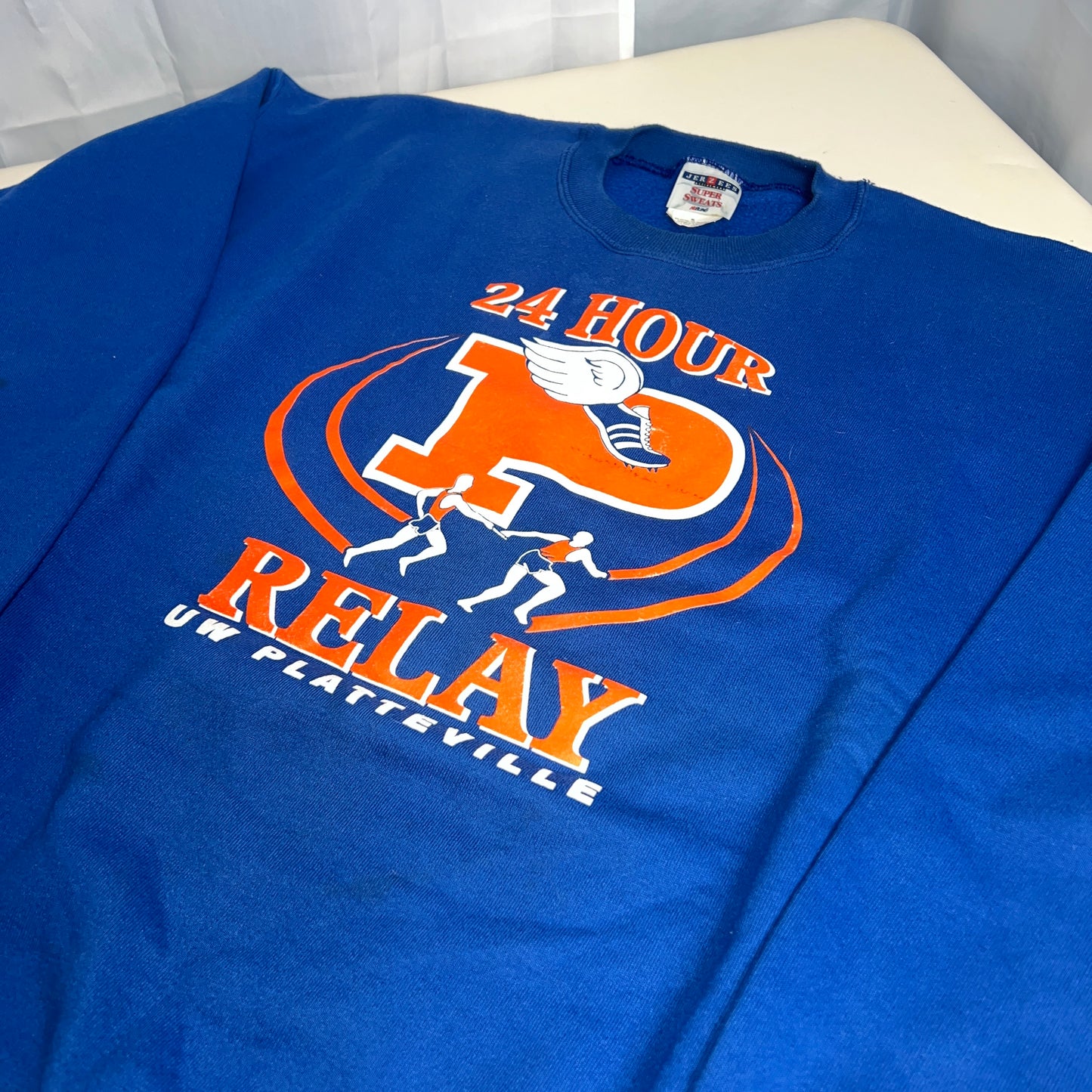 UW Platteville Pioneeers Vintage Crewneck - X Large - 24 Hour Relay for Life - JerZees