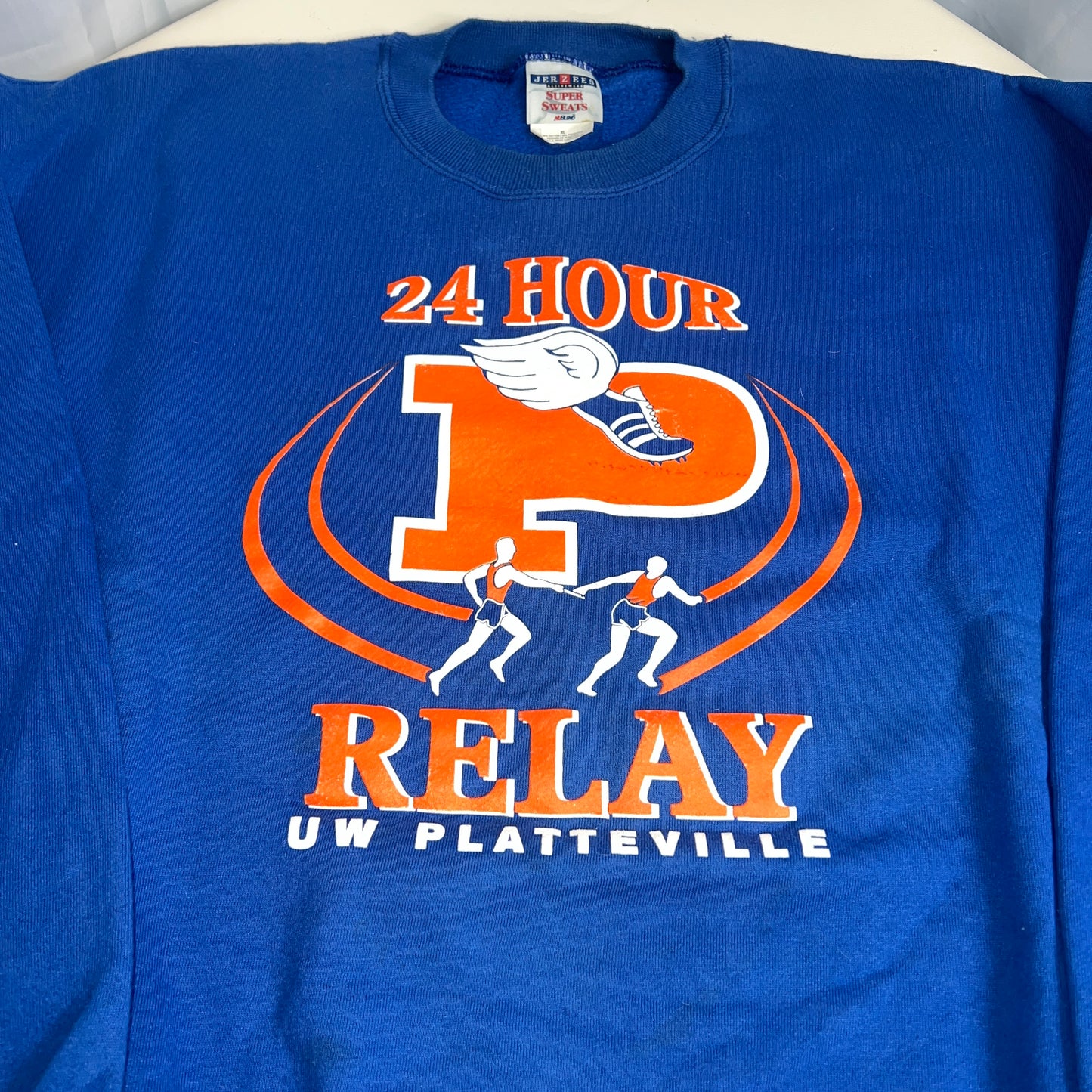 UW Platteville Pioneeers Vintage Crewneck - X Large - 24 Hour Relay for Life - JerZees