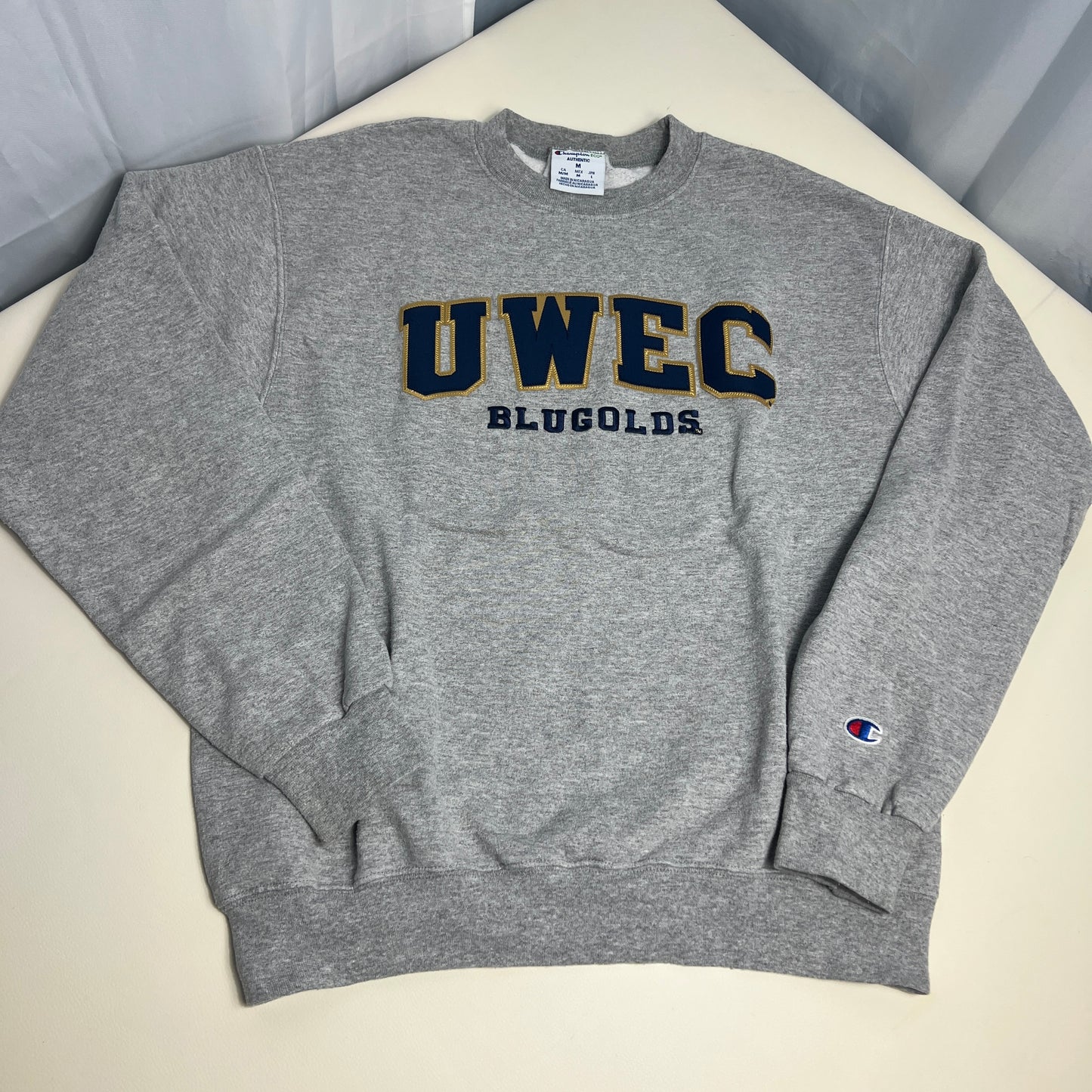 UW Eau Claire Blugolds Embroidered Crewneck - Medium - Champion