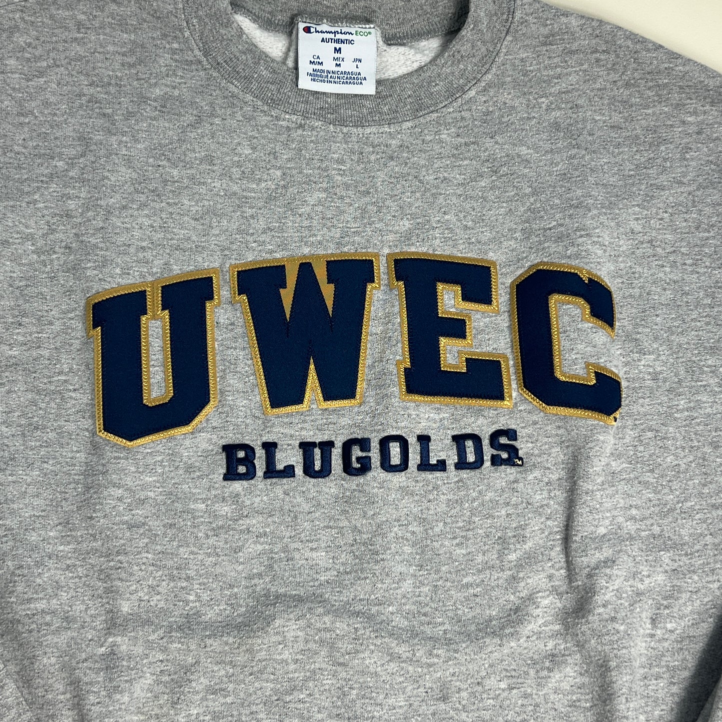 UW Eau Claire Blugolds Embroidered Crewneck - Medium - Champion