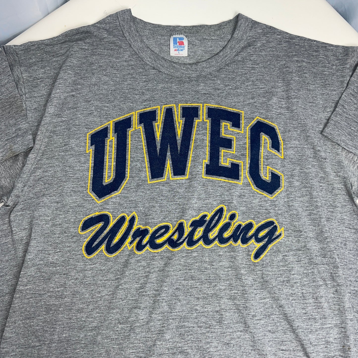 UW Eau Claire Blugolds Vintage Wrestling T-Shirt - Russel Athletic - Large