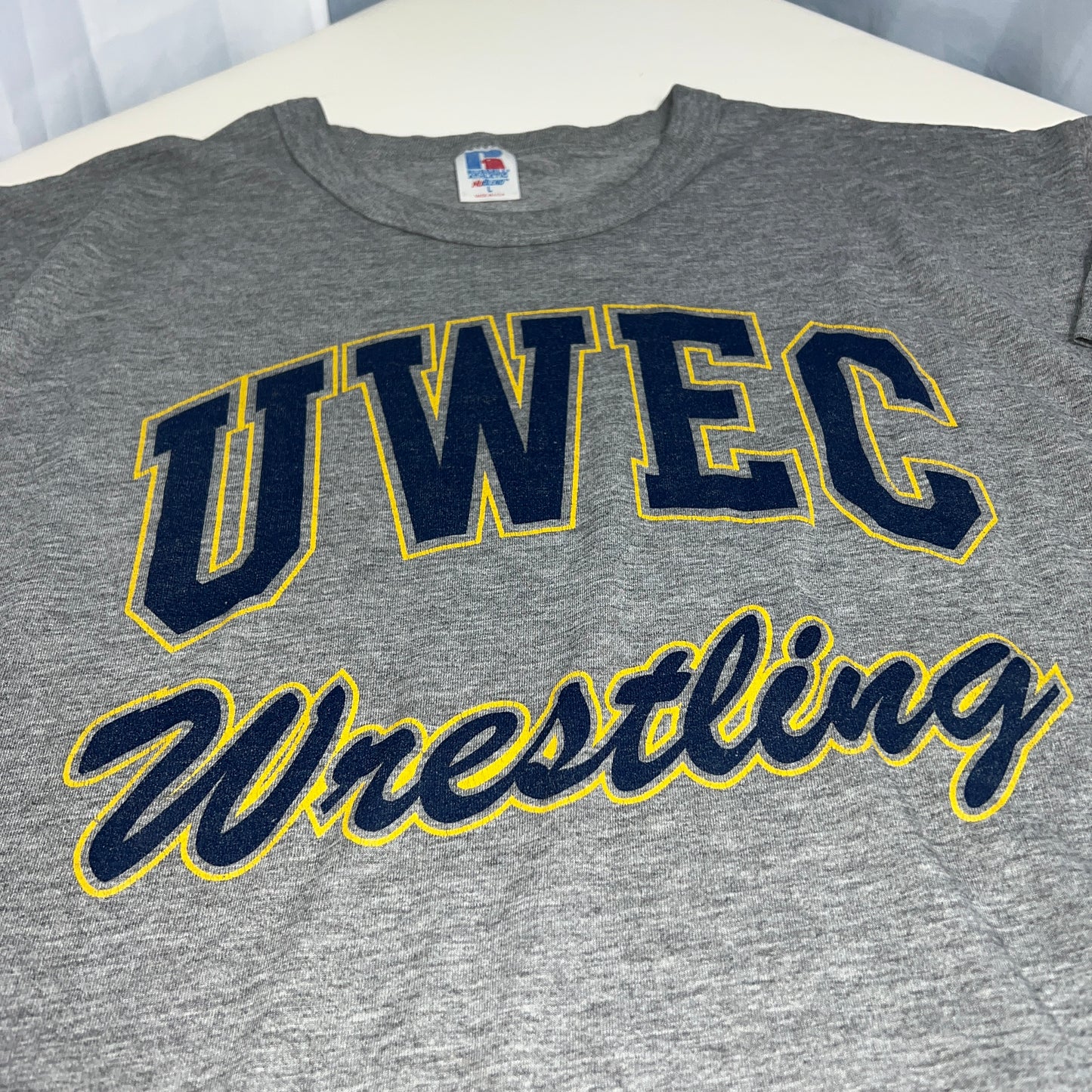 UW Eau Claire Blugolds Vintage Wrestling T-Shirt - Russel Athletic - Large
