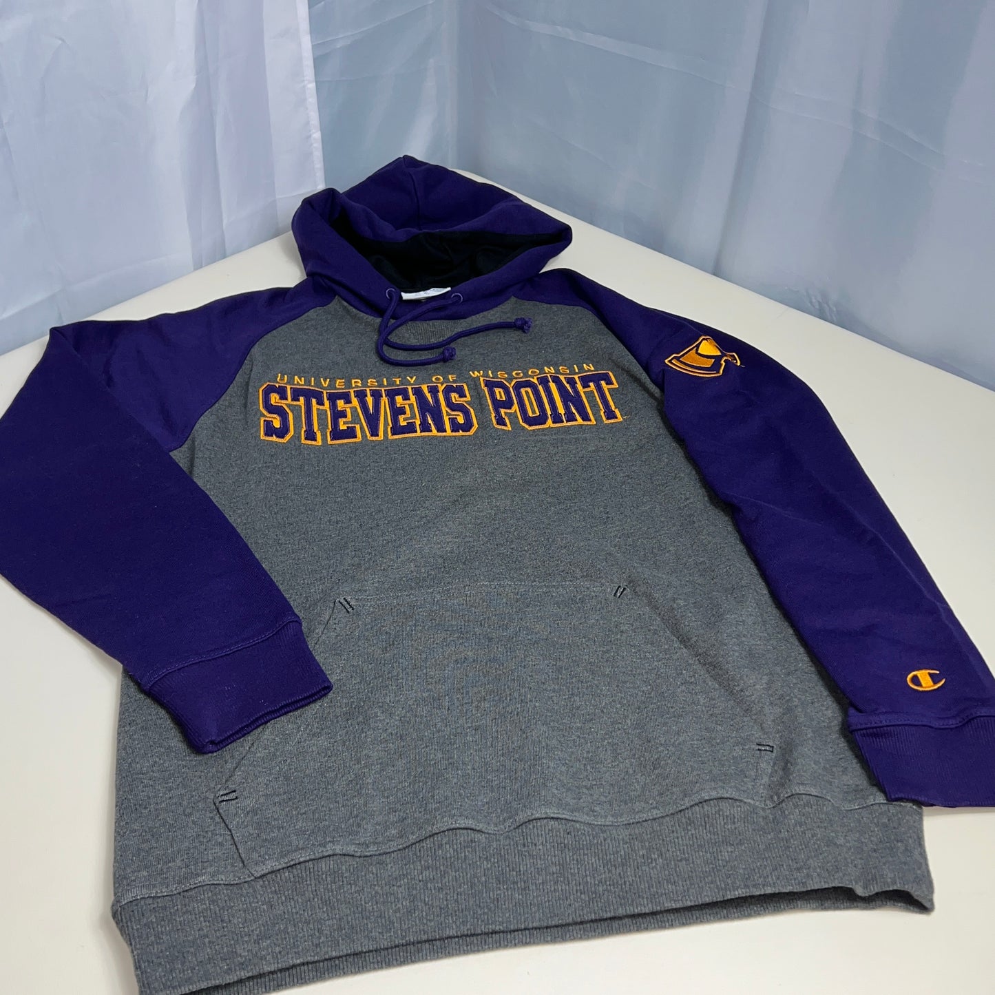 UW Stevens Point Pointers Embroidered Hoodie - Medium - Champion