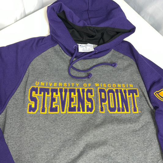 UW Stevens Point Pointers Embroidered Hoodie - Medium - Champion