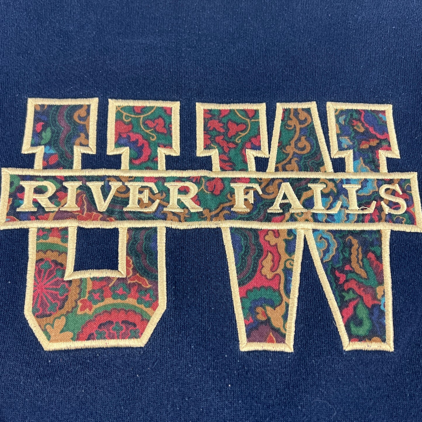 UW River Falls Vintage Embroidered Sweatshirt - Velva Sheen- Medium