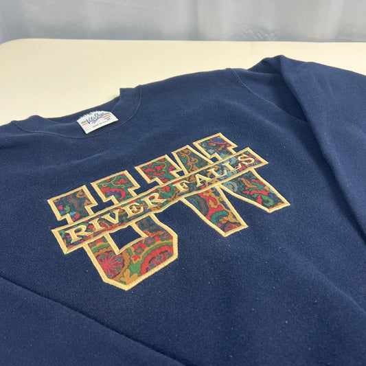 UW River Falls Vintage Embroidered Sweatshirt - Velva Sheen- Medium