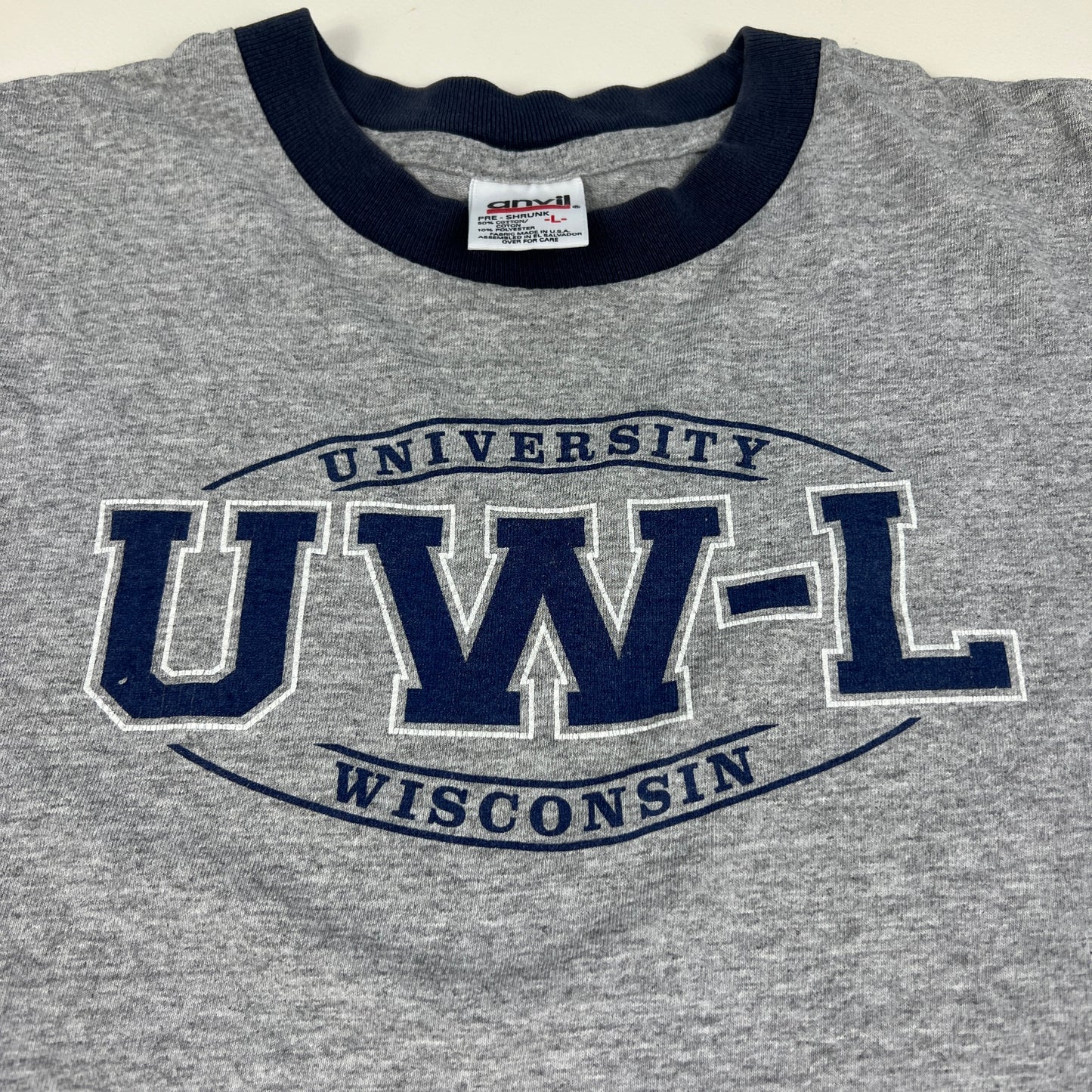 UW LaCrosse Vintage T-Shirt - Large - Anvil Red Bar