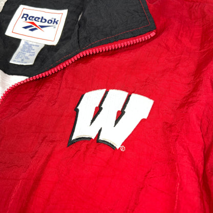 Vintage 90s Reebok Wisconsin Badgers Full Zip Windbreaker Men's Size Medium Red