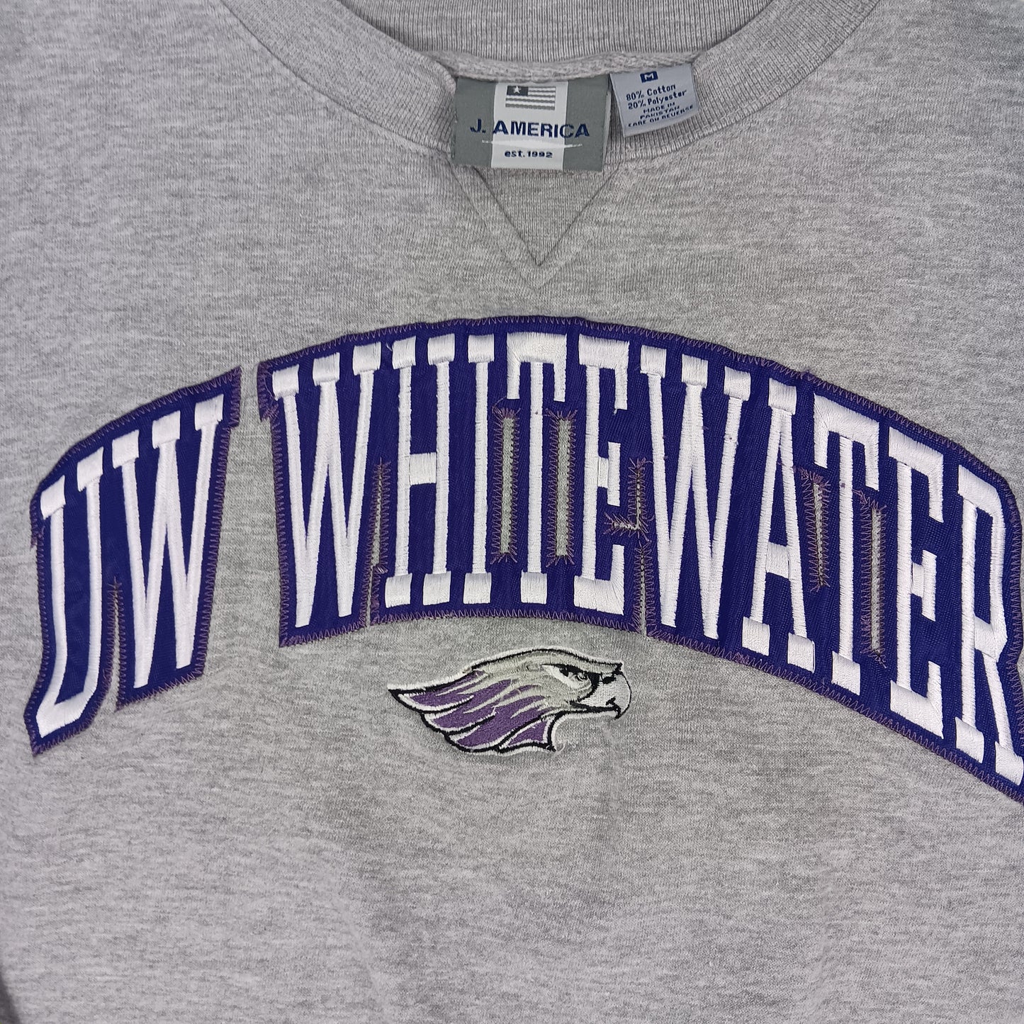 UW Whitewater Retro Embroidered Crewneck - Medium - J*America