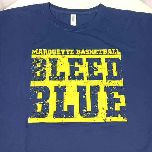 Marquette University Basketball "Bleed Blue" Fan Shirt - Large - JerZees