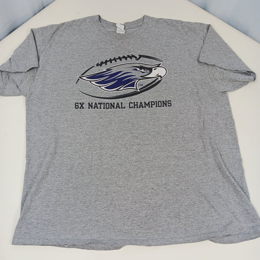 UW Whitewater Warhawks Football "6x Champions" Shirt - Large - Gildan