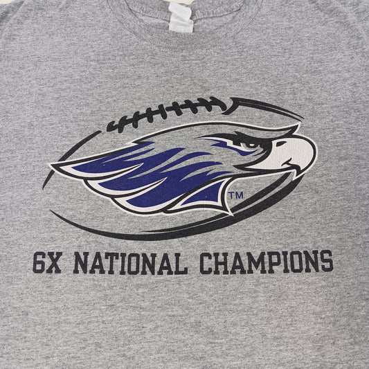 UW Whitewater Warhawks Football "6x Champions" Shirt - Large - Gildan