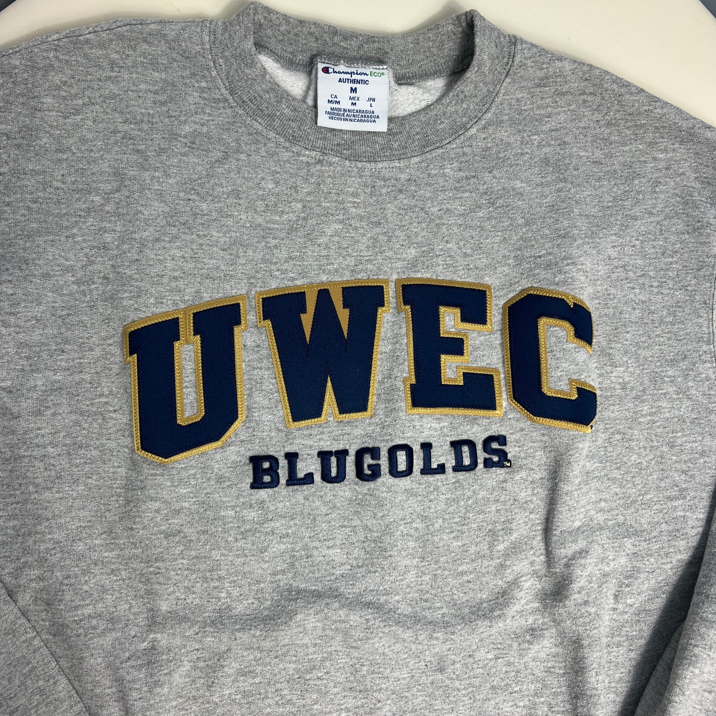 UW Eau Claire Blugolds Embroidered Crewneck - Medium - Champion