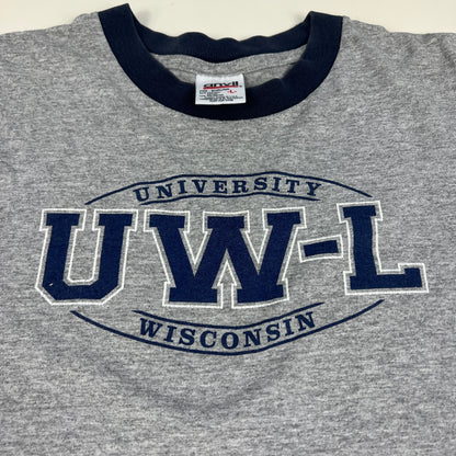 UW LaCrosse Vintage T-Shirt - Large - Anvil Red Bar