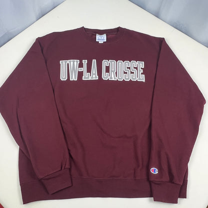 UW LaCrosse Eagles Embroidered Crewneck - Champion - Large