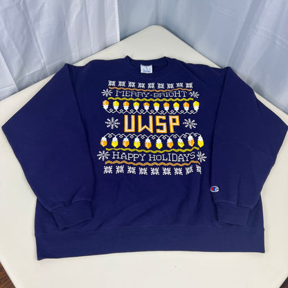 UW Stevens Point Pointers Christmas Crewneck - X-Large - Champion
